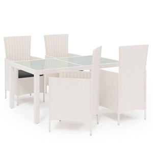 Set Mobili da Giardino 5 pz con Cuscini in Polyrattan Bianco 3094897