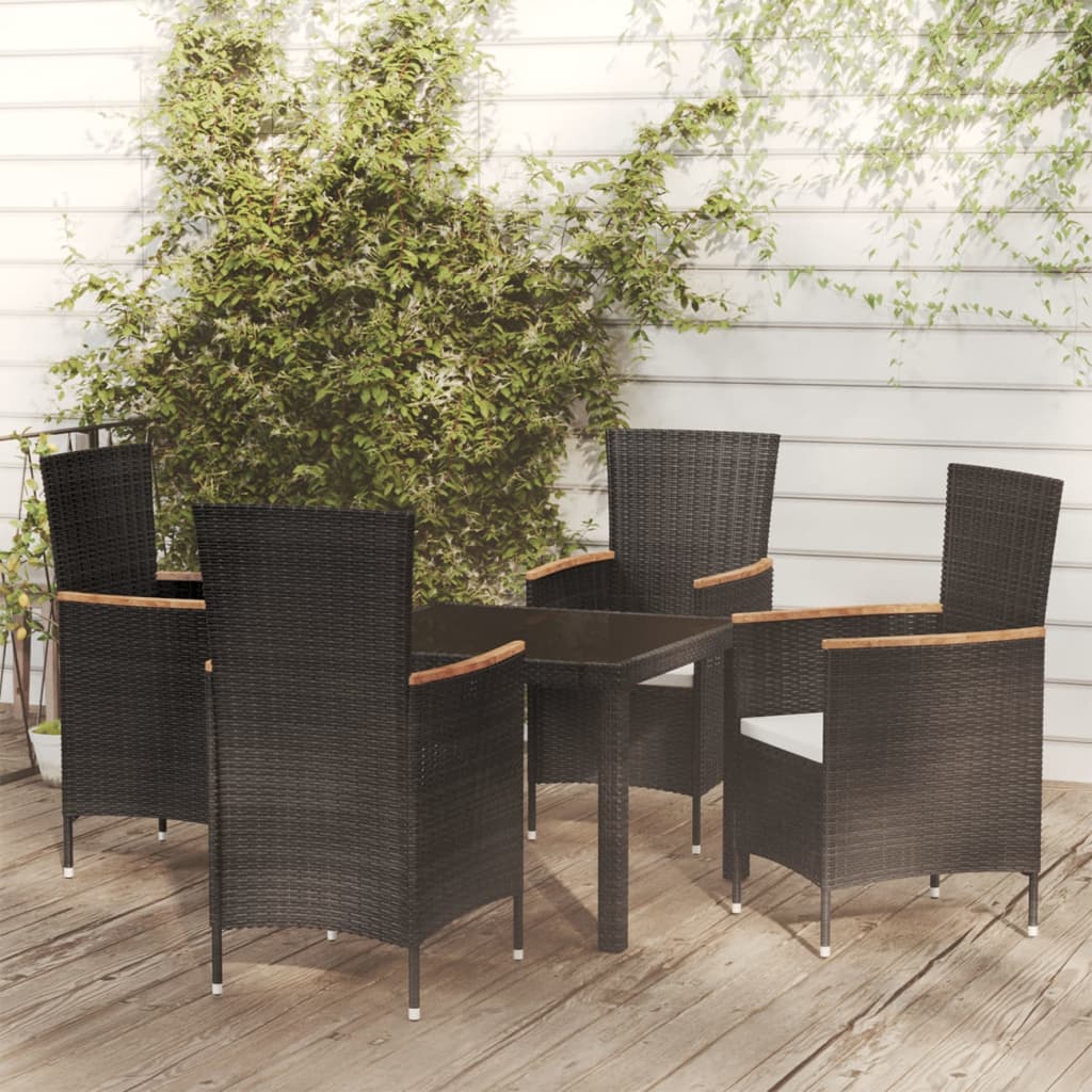 Set Mobili da Giardino 5 pz con Cuscini in Polyrattan Nero cod mxl 41853