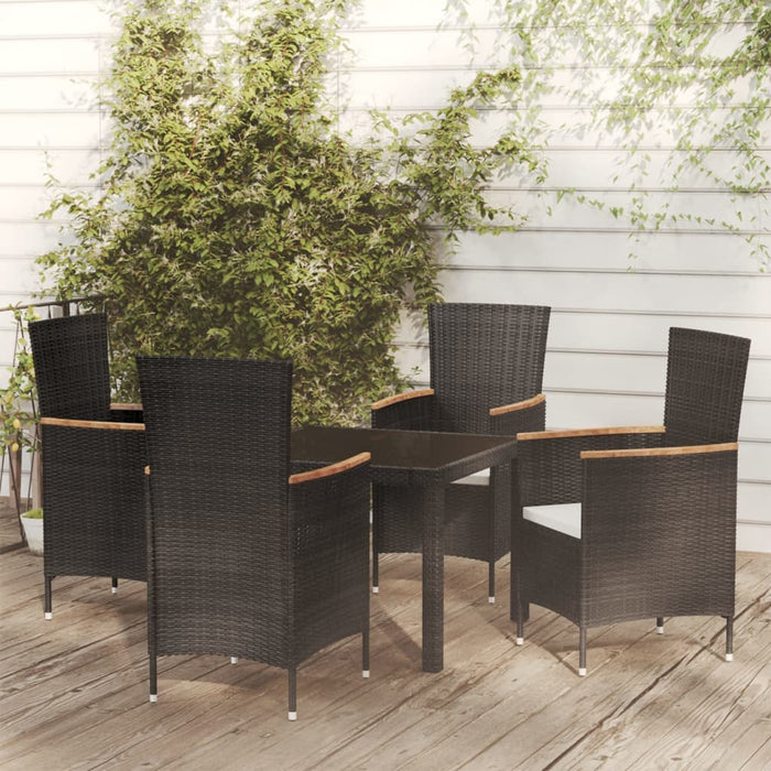 Set Mobili da Giardino 5 pz con Cuscini in Polyrattan Nero 3094926