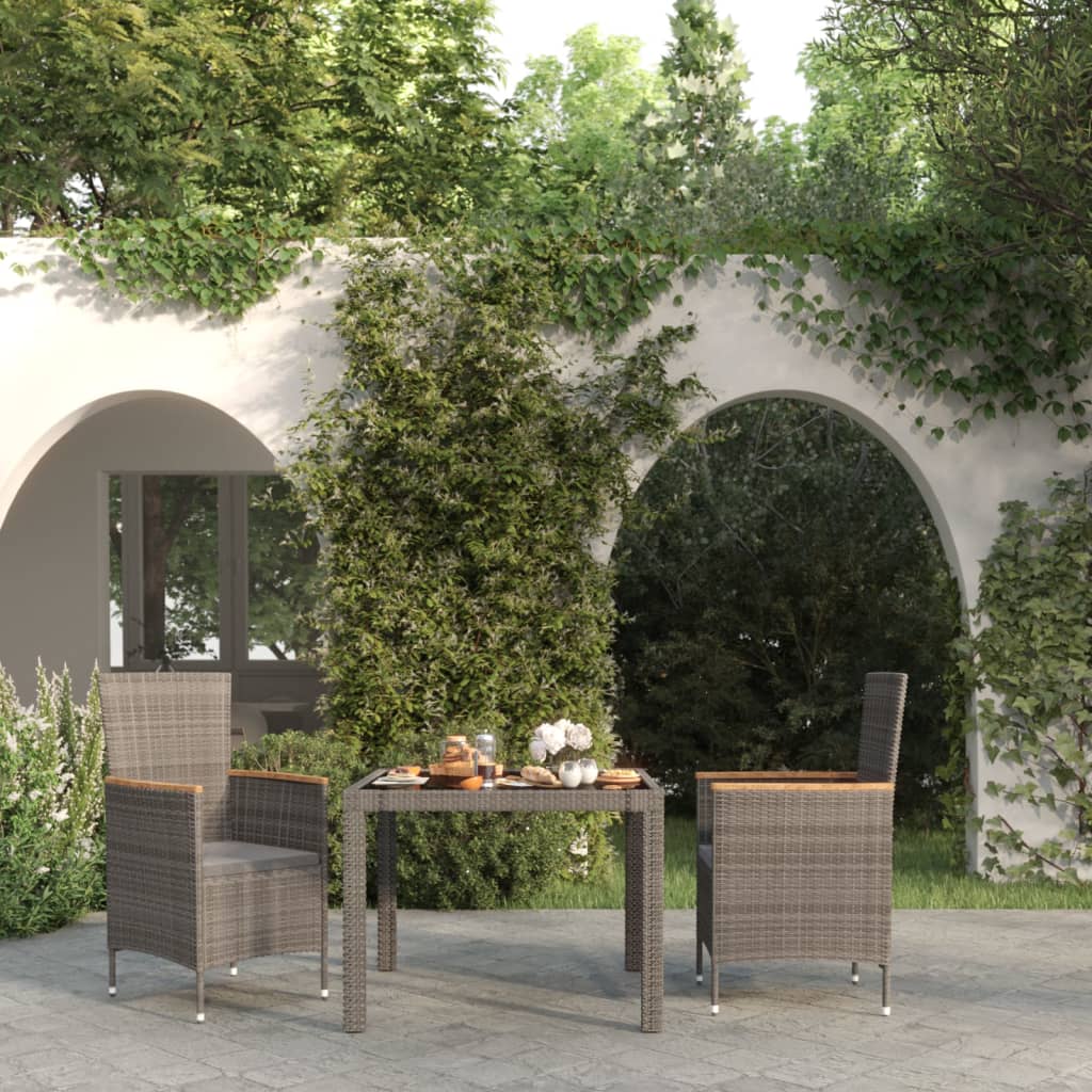 Mobili da Giardino 3 pz con Cuscini in Polyrattan Nero e Grigio 3094933