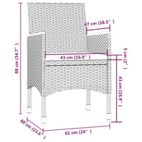 Set da Giardino 7 pz con Cuscini in Polyrattan Nero e Grigio cod mxl 71724