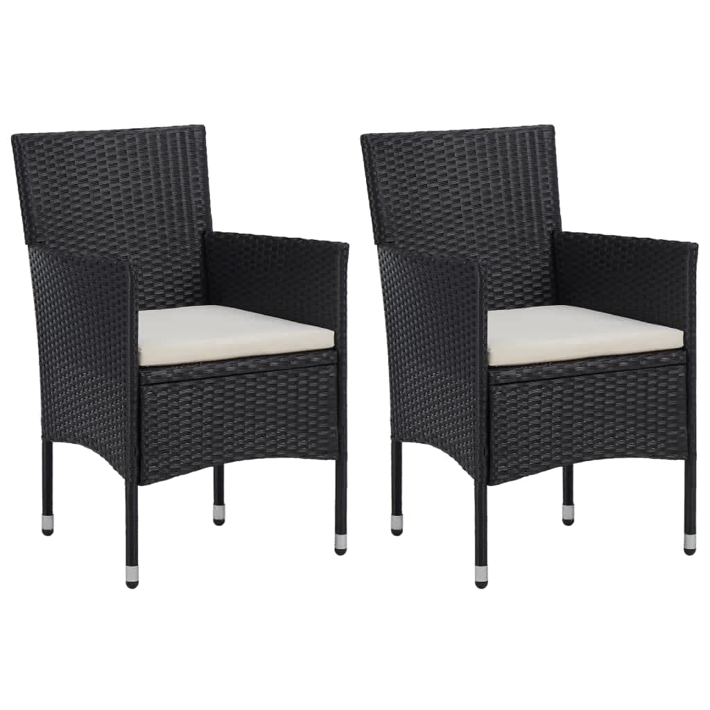 Set da Pranzo per Giardino 3 pz con Cuscini Polyrattan Nero cod mxl 38566