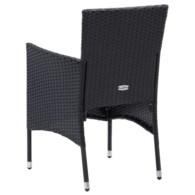 Set da Pranzo per Giardino 3 pz con Cuscini Polyrattan Nero cod mxl 38566