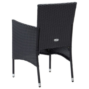 Set da Pranzo per Giardino 3 pz con Cuscini Polyrattan Nero 3094973