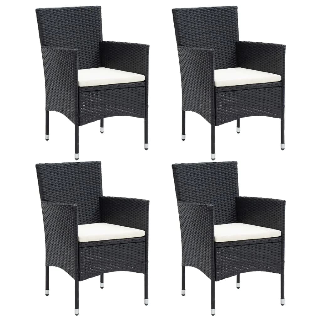 Set da Pranzo per Giardino 5 pz con Cuscini in Polyrattan Nero cod mxl 43708