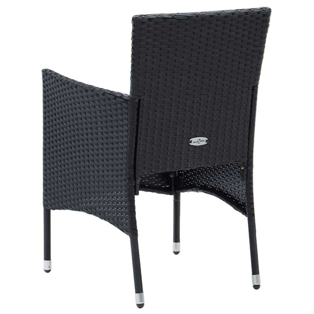 Set da Pranzo per Giardino 5 pz con Cuscini in Polyrattan Nero cod mxl 43708