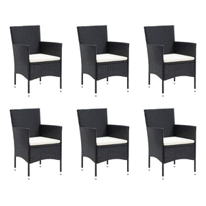 Set da Pranzo per Giardino 7 pz con Cuscini Polyrattan Nero cod mxl 43455