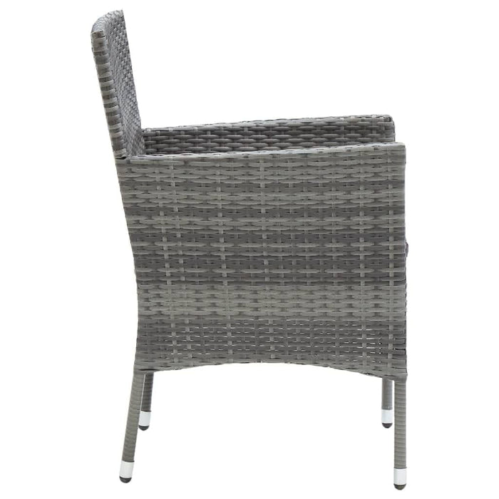 Set da Pranzo per Giardino 3 pz con Cuscini Polyrattan Grigio cod mxl 38574