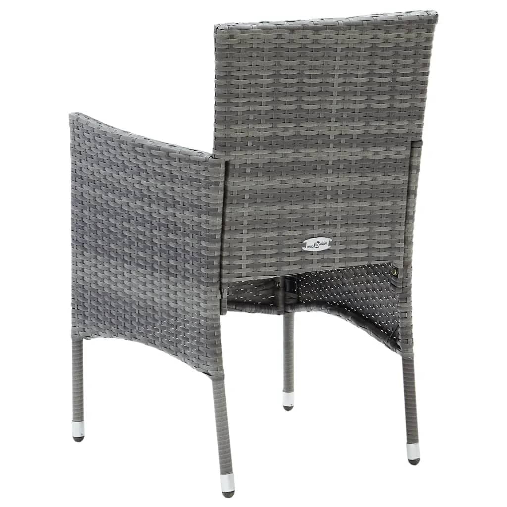 Set da Pranzo per Giardino 3 pz con Cuscini Polyrattan Grigio 3094979