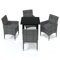 Set da Pranzo per Giardino 5 pz con Cuscini Polyrattan Grigio cod mxl 35728