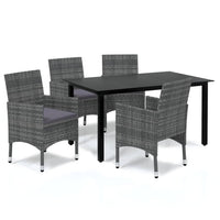 Set da Pranzo per Giardino 5 pz con Cuscini Polyrattan Grigio cod mxl 43703