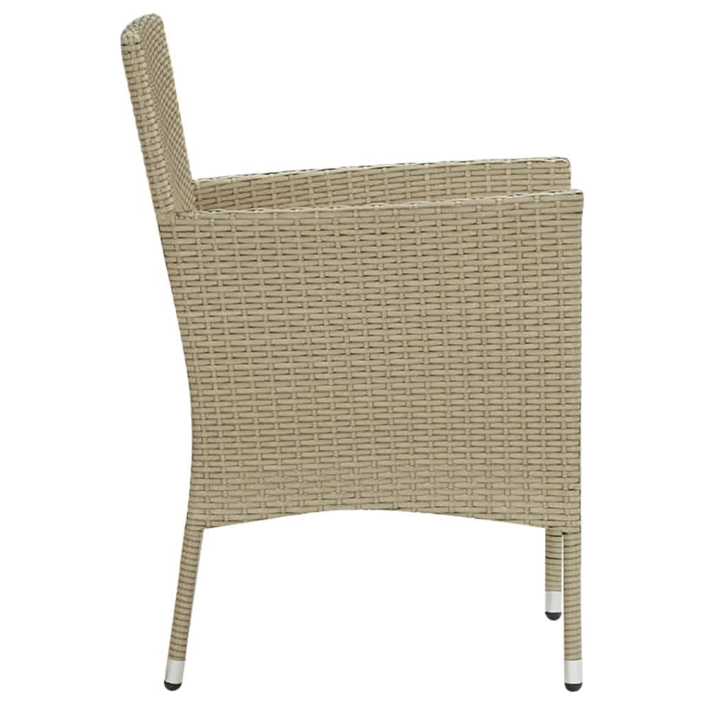 Set Pranzo da Giardino 3 pz con Cuscini in Polyrattan Beige cod mxl 38578