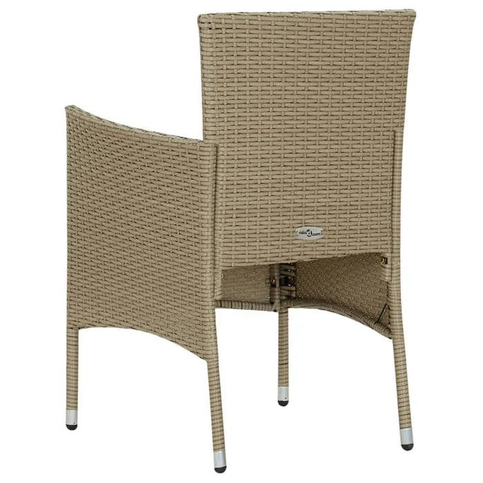 Set Pranzo da Giardino 5 pz con Cuscini in Polyrattan Beige cod mxl 35727