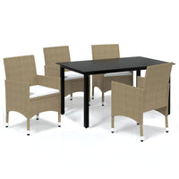 Set Pranzo da Giardino 5 pz con Cuscini in Polyrattan Beige 3094987