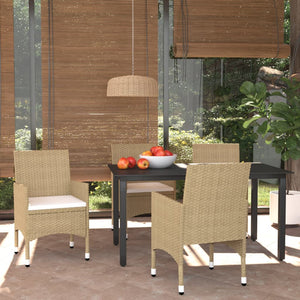 Set Pranzo da Giardino 5 pz con Cuscini in Polyrattan Beige 3094987