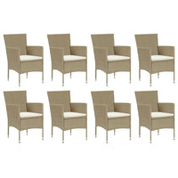 Set Pranzo da Giardino 9 pz con Cuscini in Polyrattan Beige 3094990