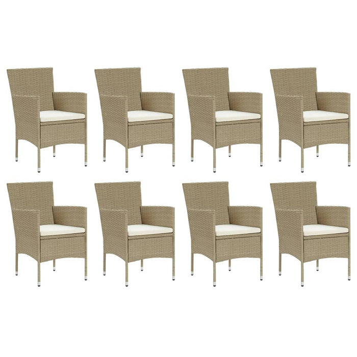 Set Pranzo da Giardino 9 pz con Cuscini in Polyrattan Beige 3094990