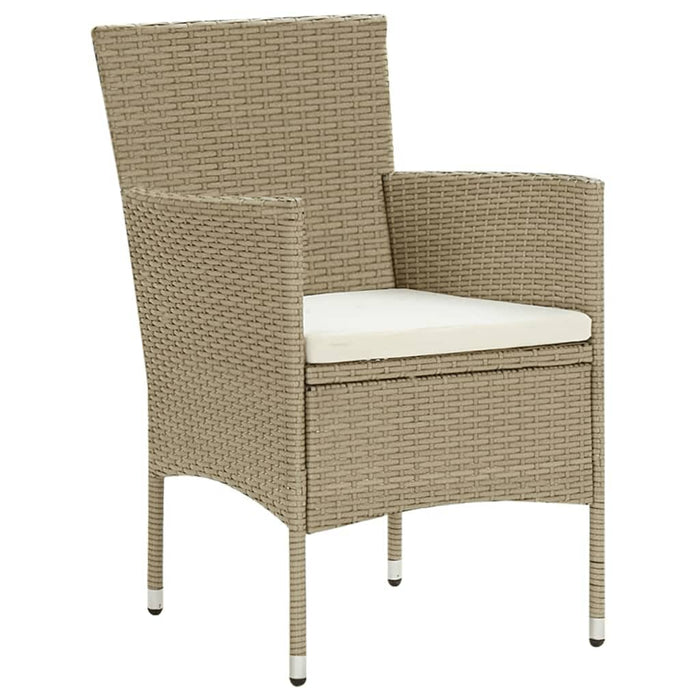 Set Pranzo da Giardino 9 pz con Cuscini in Polyrattan Beige 3094990