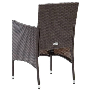 Set da Pranzo per Giardino 3 pz con Cuscini Polyrattan Marrone 3094991