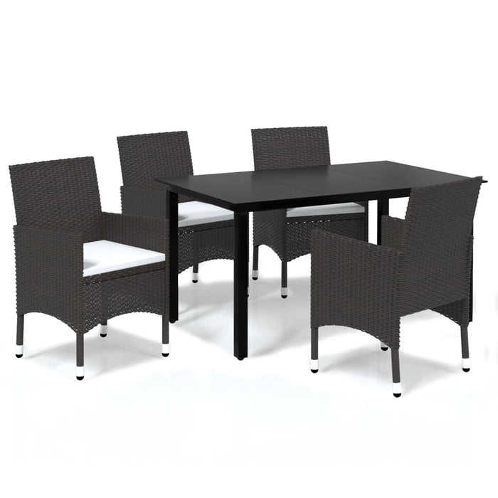 Set da Pranzo per Giardino 5 pz con Cuscini Polyrattan Marrone 3094993