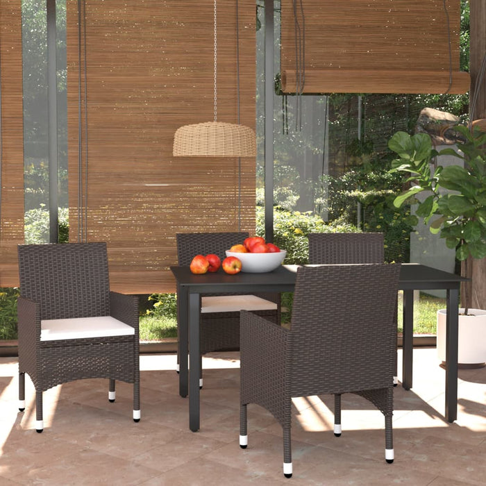 Set da Pranzo per Giardino 5 pz con Cuscini Polyrattan Marrone 3094993