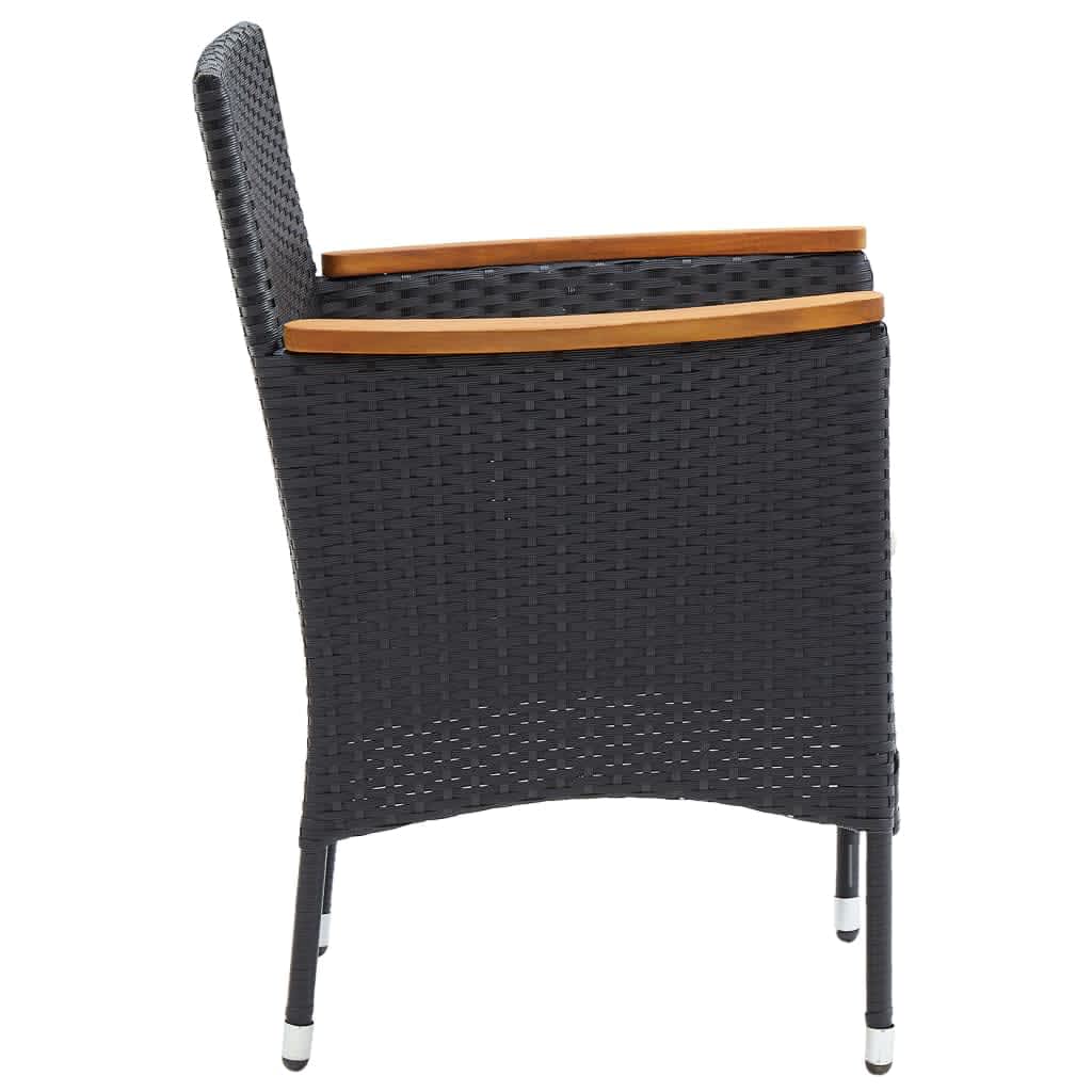 Set da Pranzo per Giardino 3 pz con Cuscini Polyrattan Nero cod mxl 38579