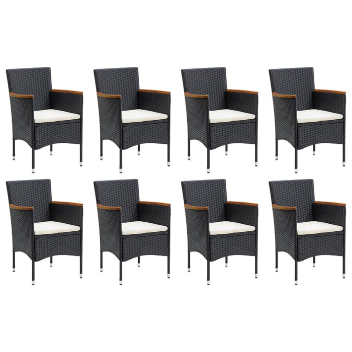 Set Pranzo da Giardino 9 pz con Cuscini in Polyrattan Nero cod mxl 39702