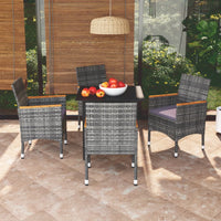 Set da Pranzo per Giardino 5 pz con Cuscini Polyrattan Grigio cod mxl 38584