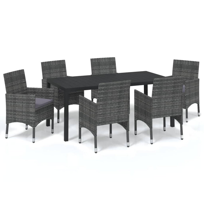 Set da Pranzo per Giardino 7 pz con Cuscini Polyrattan Grigiocod mxl 93741