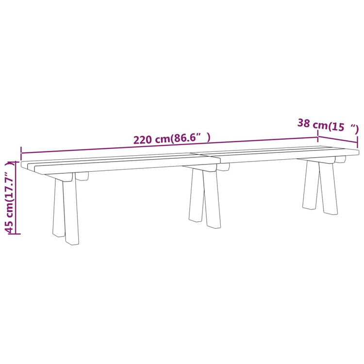 Panchina da Giardino 220 cm in Massello di Pino Impregnato cod mxl 49503