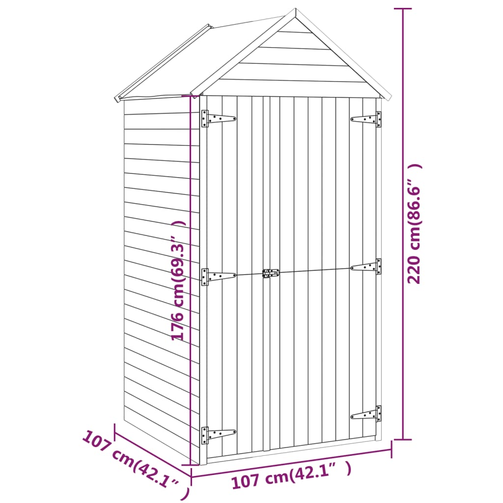 Ripostiglio Attrezzi Giardino con Porta 107x107x220 cm in Pino 318193