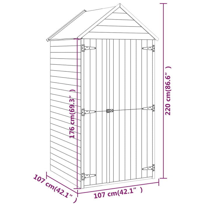 Ripostiglio Attrezzi Giardino con Porta 107x107x220 cm in Pino 318193