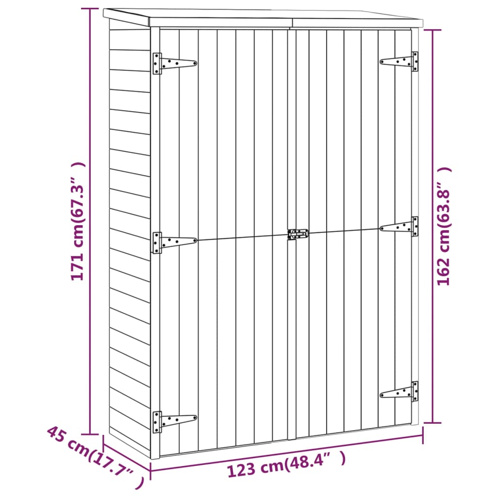 Capanno Giardino Attrezzi 123x50x171cm Pino Massello Impregnato cod mxl 65859