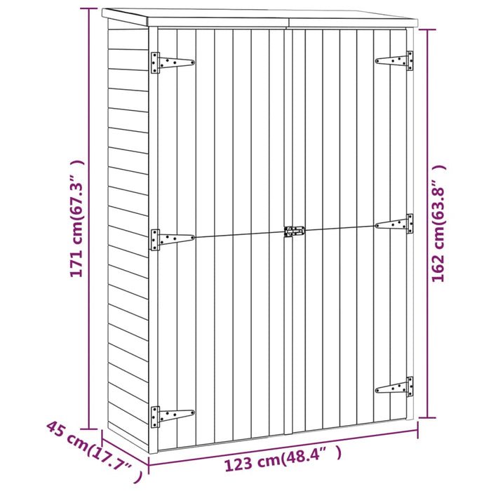 Capanno Giardino Attrezzi 123x50x171cm Pino Massello Impregnato cod mxl 65859