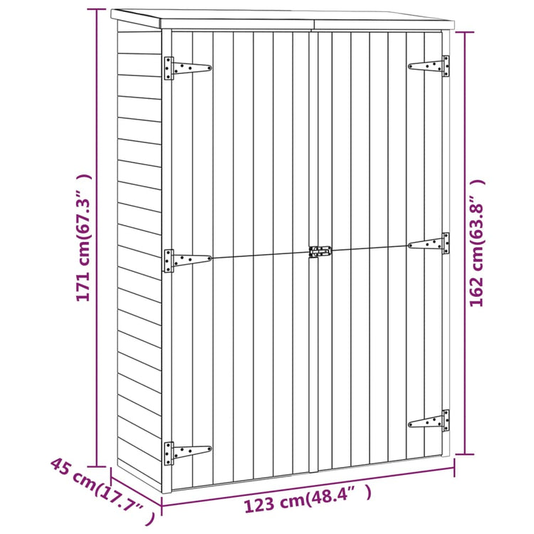 Capanno Giardino Attrezzi 123x50x171cm Pino Massello Impregnato cod mxl 65859