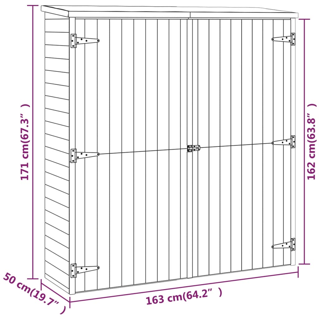 Rimessa Attrezzi Giardino 163x50x171 cm Massello di Pino cod mxl 45664