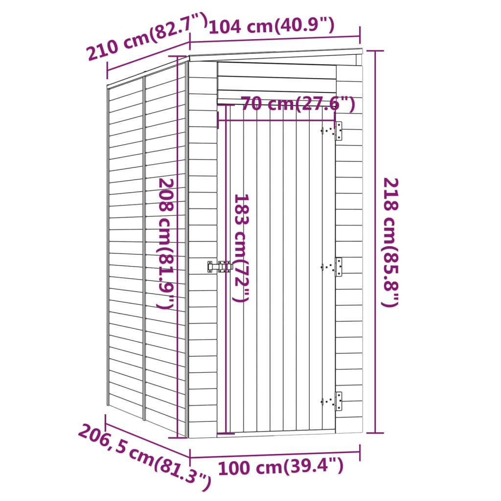 Capanno da Giardino 100x210x218 cm in Legno di Pino Impregnato 318201