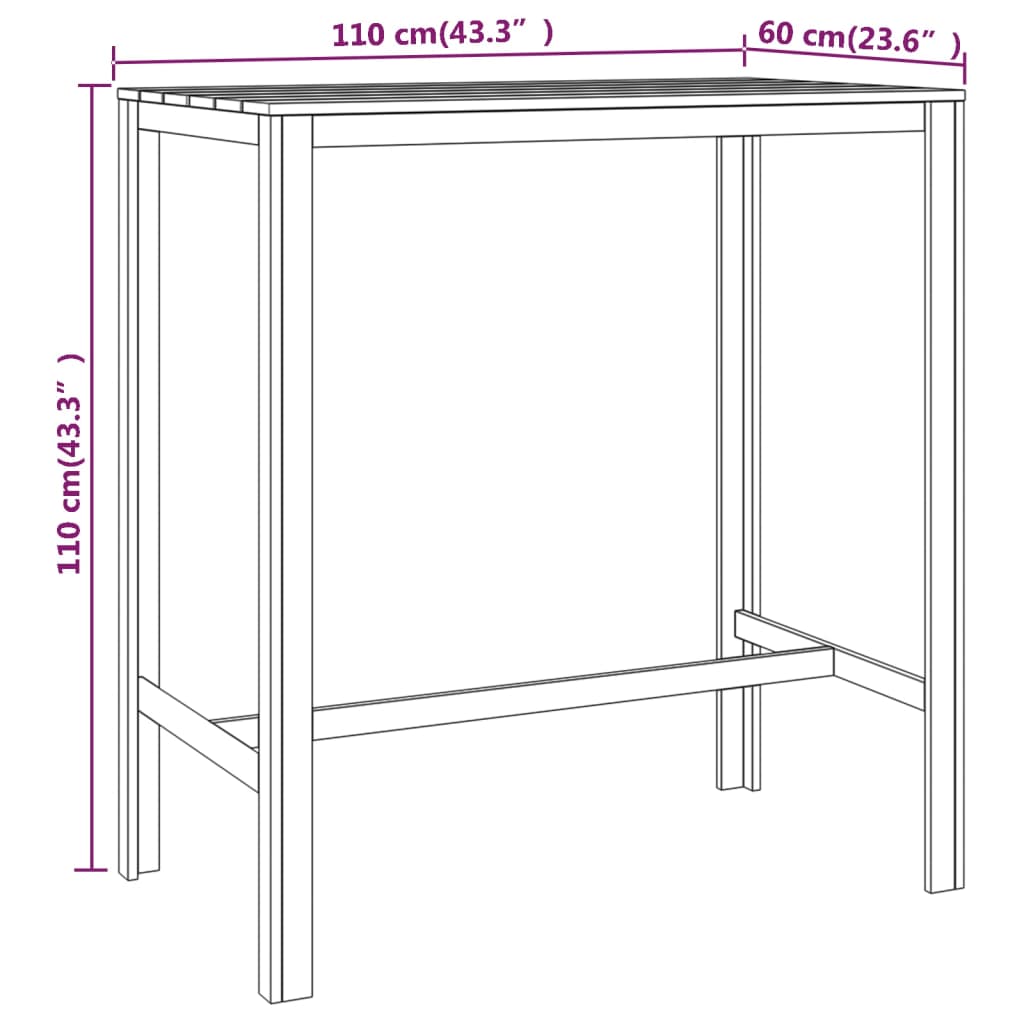 Tavolo da Bar 110x60x110 cm in Legno di Pino Impregnato 318221