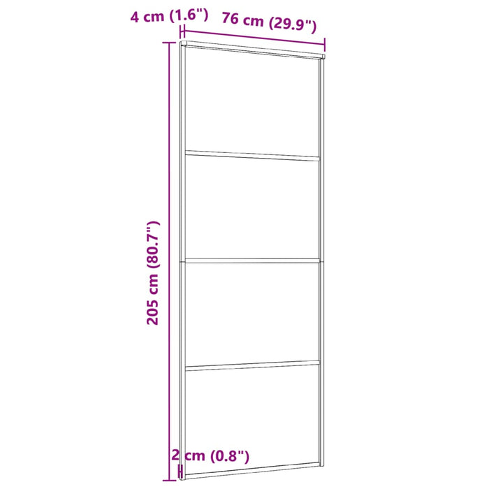 Porta Scorrevole in Vetro ESG e Alluminio 76x205 cm Bianca 151656