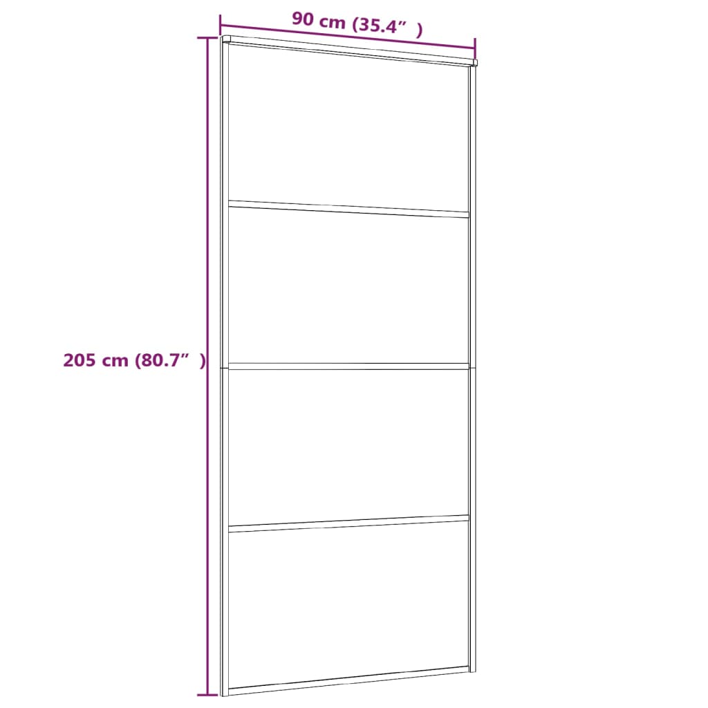 Porta Scorrevole Vetro Smerigliato ESG Alluminio 90x205 cm Nera 151659