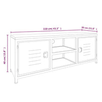 Mobile TV Bianco 110x30x40cm in Ferro e Legno Massello di Abete 340767