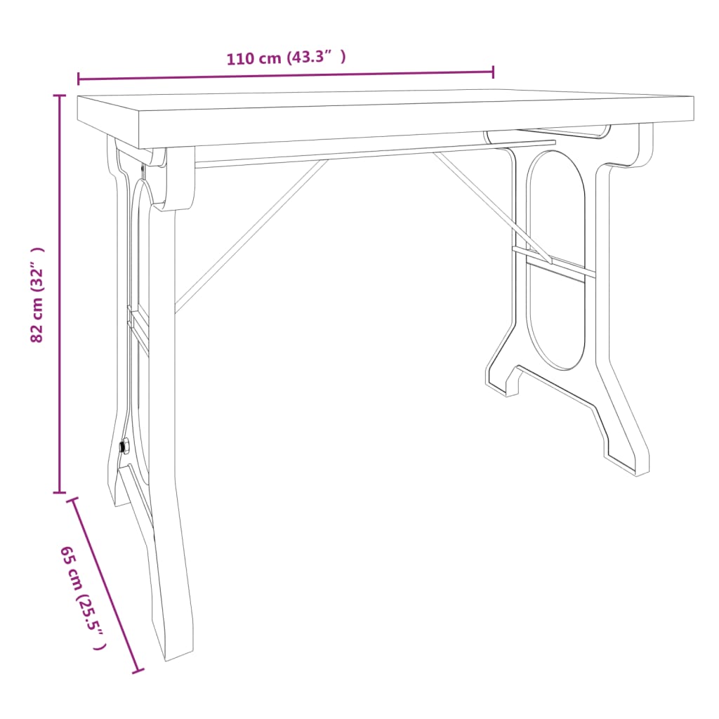 Tavolo da Pranzo 110x65x82cm in Legno Massello di Abete e Ferro