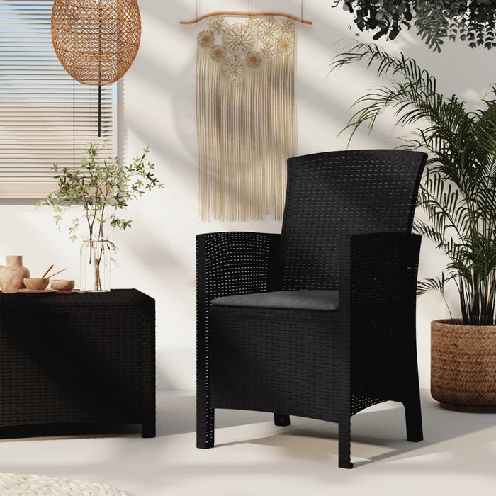 Sedia da Giardino con Cuscino in Rattan PP Grafite 318226