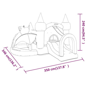 Happy Hop Castello Gonfiabile con Scivolo 350x346x240 cm in PVC