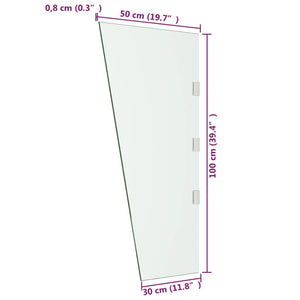 Pannello Laterale Tettoia Trasparente 50x100 cm Vetro Temperato 151462