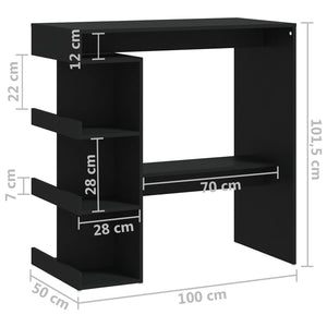 Tavolo da Bar con Ripiani Nero 100x50x101,5 cm in Truciolato cod mxl 24336