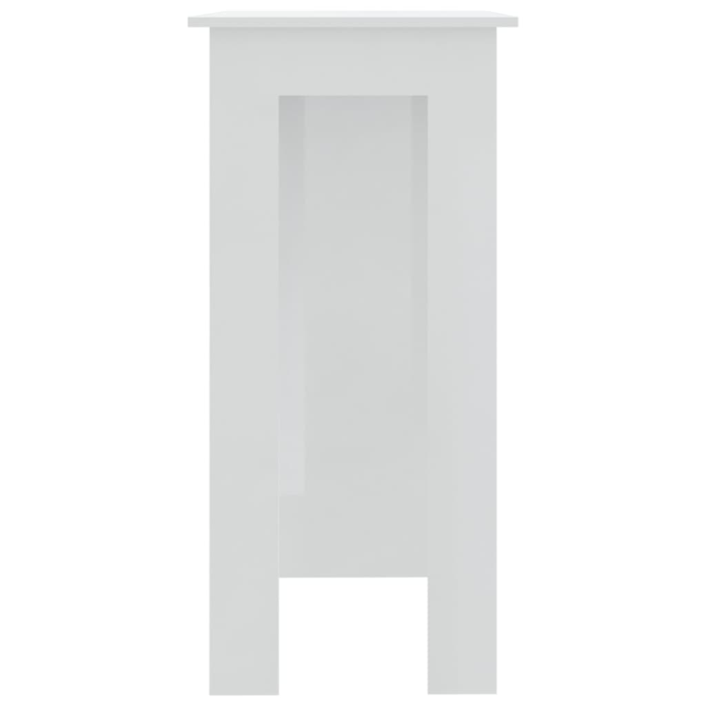 Tavolino da Bar con Ripiani Bianco Lucido 102x50x103,5 cm cod mxl 50988