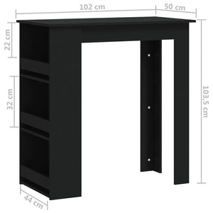 Tavolino da Bar con Ripiani Nero 102x50x103,5 cm in Truciolato cod mxl 29858