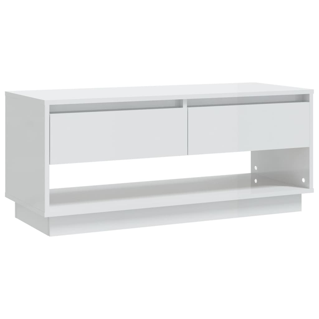 Mobile TV Bianco Lucido 102x41x44 cm in Truciolato 809491