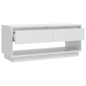 Mobile TV Bianco Lucido 102x41x44 cm in Truciolato 809491